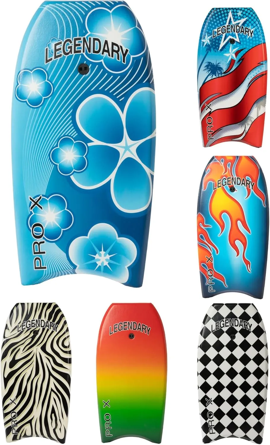 Legendary Pro X Bodyboard for Beach with Hard Slick Bottom, Boogie Boards for Kids & Adults, Heat Sealed with EPS Core, Leash