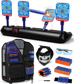 Lehoo Castle Shooting Targets for Nerf Guns, Nerf Targets for Shooting Practice, Nerf Vest, Electronics Shooting Games for Kids, Gift for 3-13 Year Old Boys Girls