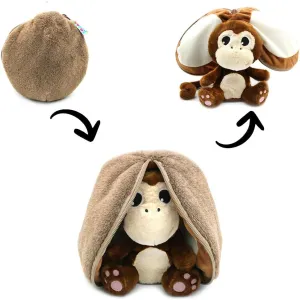 LES DÉGLINGOS Flipetz Coconet The Monkey Plushie - Reversible Coconut to Monkey 2-in-1 Soft Toy - 7.5 Inch Kids Transforming Plush Toy Cute, Collectible, Durable, Stuffed Animal Gift for All Ages