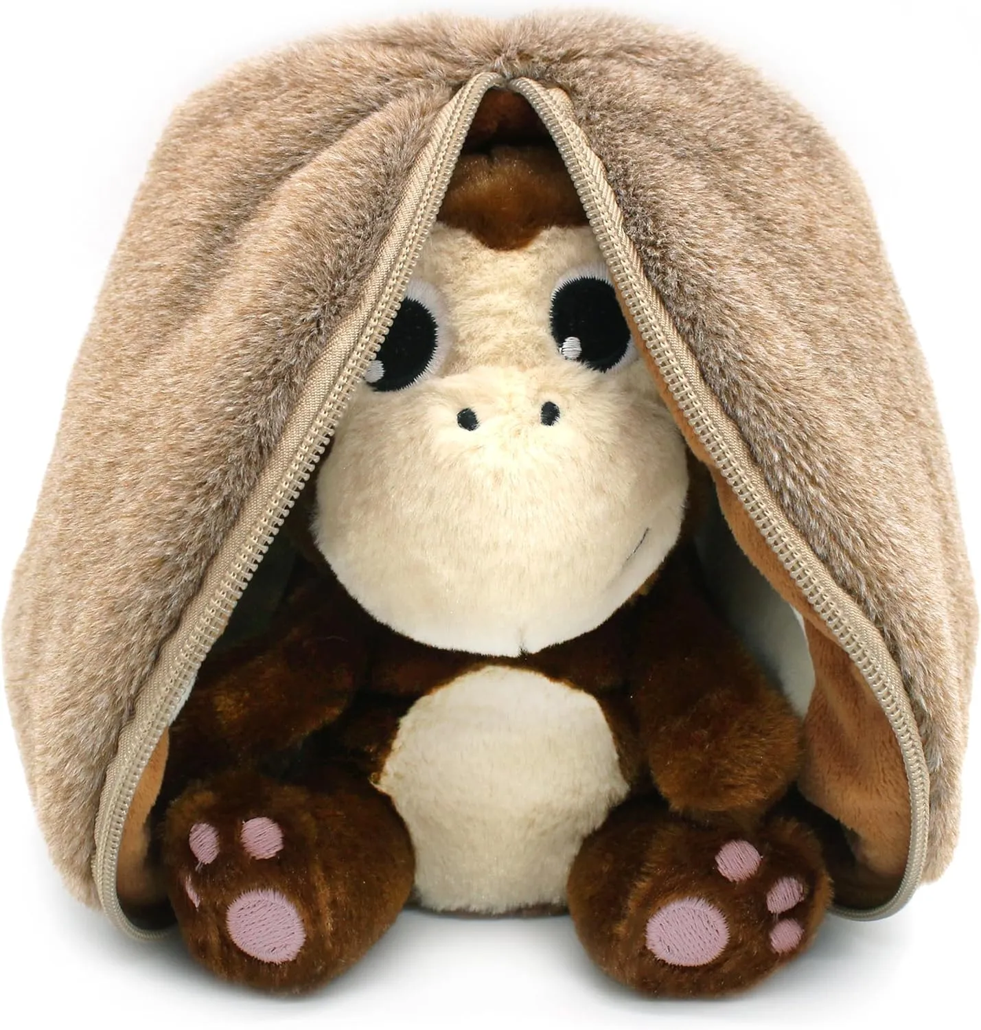 LES DÉGLINGOS Flipetz Coconet The Monkey Plushie - Reversible Coconut to Monkey 2-in-1 Soft Toy - 7.5 Inch Kids Transforming Plush Toy Cute, Collectible, Durable, Stuffed Animal Gift for All Ages