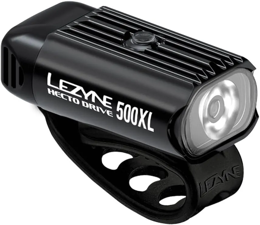 LEZYNE Hecto Drive 500XL Front Bicycle Rechargeable IPX7 White LED Road Mountain Gravel Bike Light w/Multiple Solid & Flash Modes | Integrated Versatile Mounting Strap, 500 Lumens