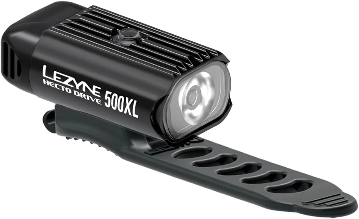 LEZYNE Hecto Drive 500XL Front Bicycle Rechargeable IPX7 White LED Road Mountain Gravel Bike Light w/Multiple Solid & Flash Modes | Integrated Versatile Mounting Strap, 500 Lumens