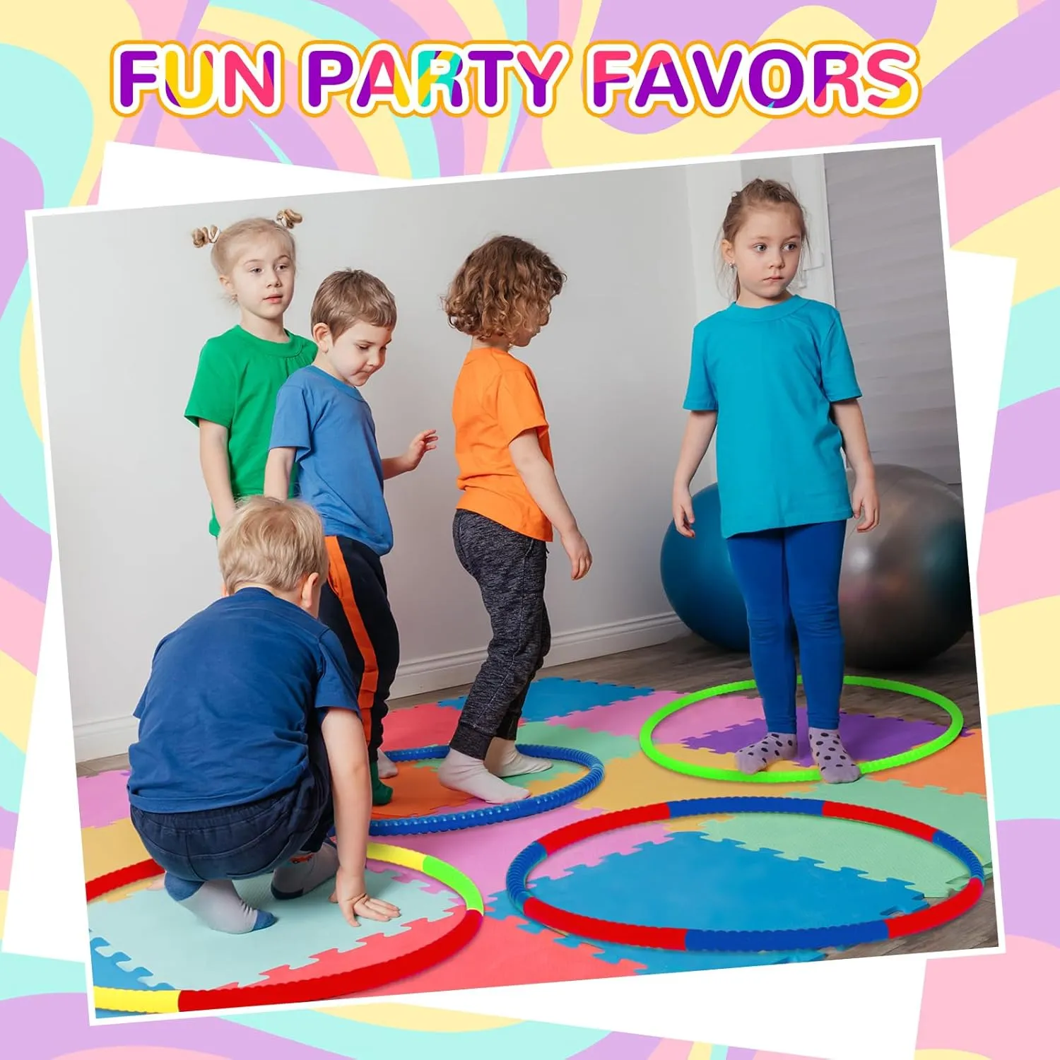 Libima 16 Pcs Toy Color Hoop for Kids, Detachable Adjustable Light Weight Plastic Colored Hoops Toy Circles for Party Games, Dance, Dog Agility