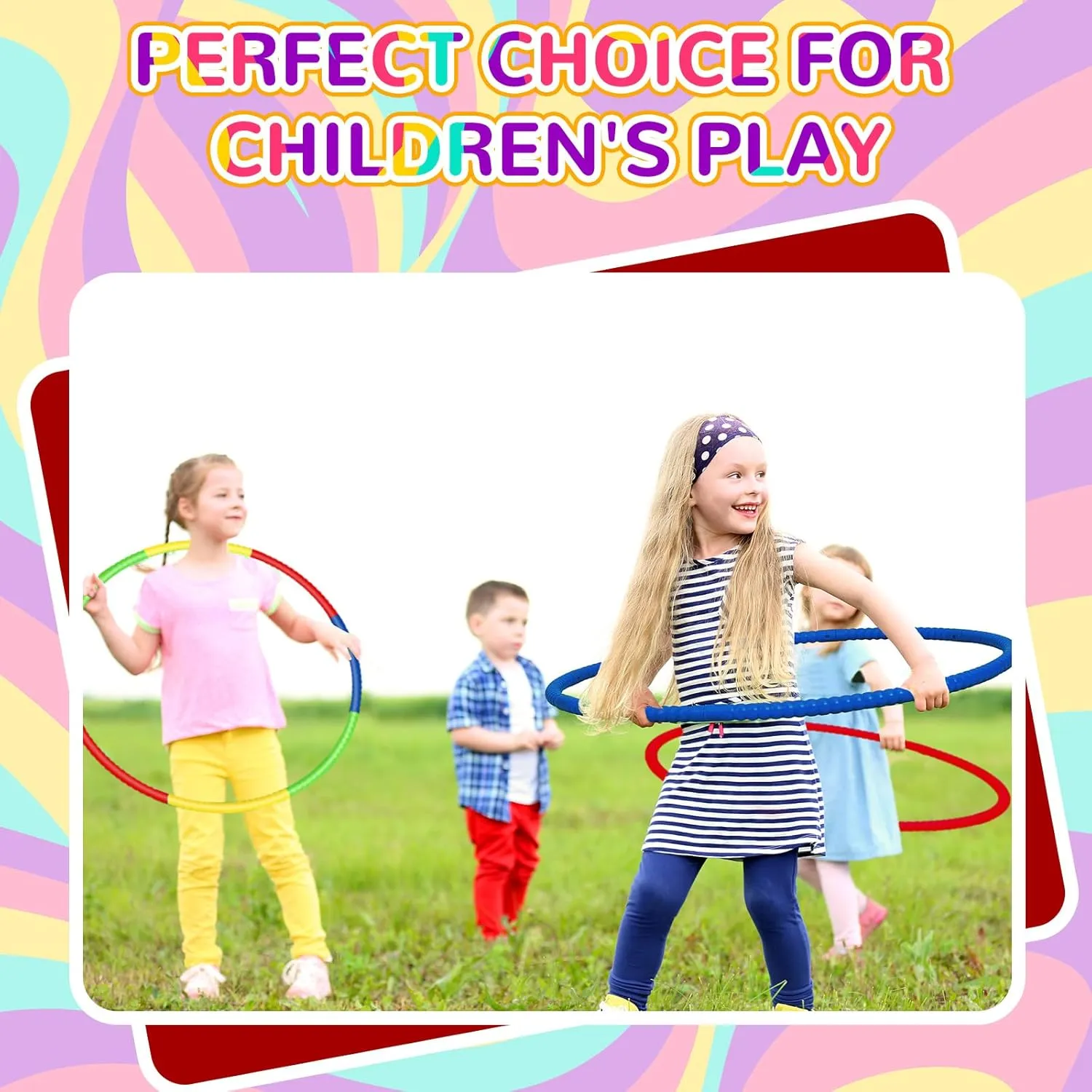 Libima 16 Pcs Toy Color Hoop for Kids, Detachable Adjustable Light Weight Plastic Colored Hoops Toy Circles for Party Games, Dance, Dog Agility