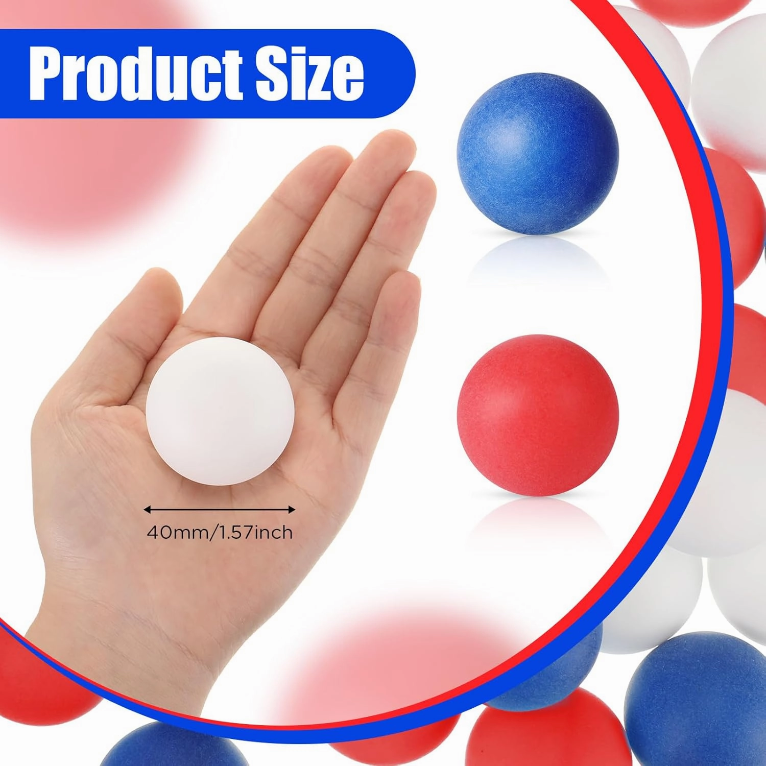 Libima 120 Pack Colored Table Tennis Balls 40 mm Plastic Balls Bulk for Carnival Wedding Graduation Pool Games, DIY Arts, Pet Toys, School Patriotic Activities