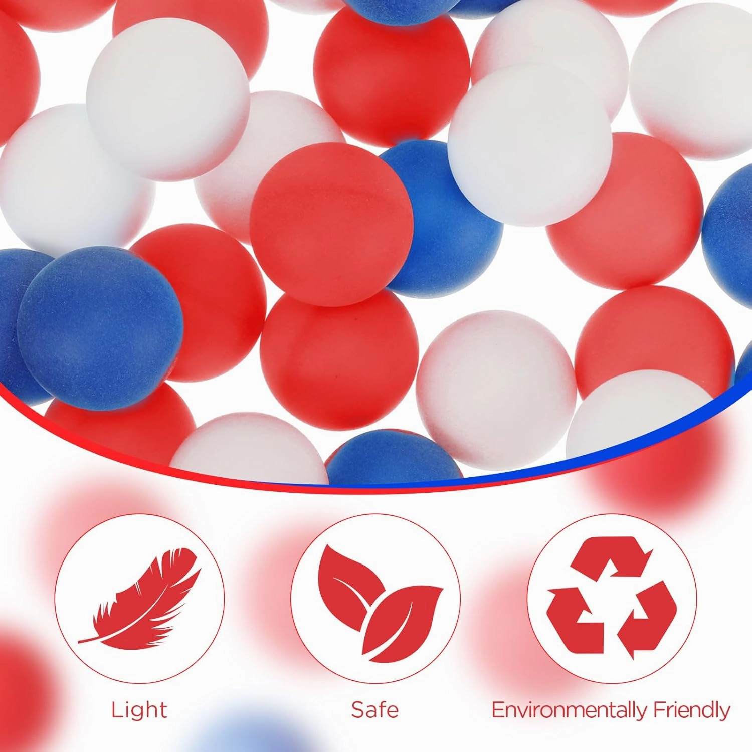 Libima 120 Pack Colored Table Tennis Balls 40 mm Plastic Balls Bulk for Carnival Wedding Graduation Pool Games, DIY Arts, Pet Toys, School Patriotic Activities