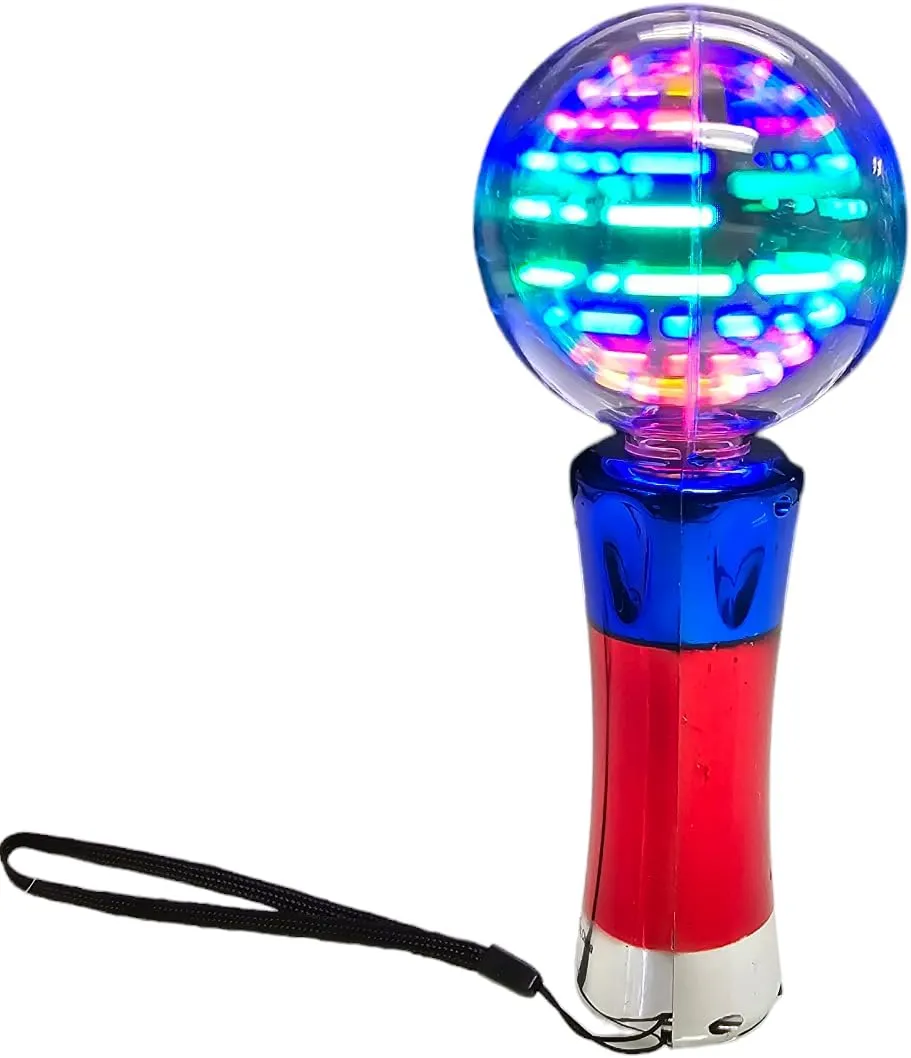 Light-Up Star Magic Spinning Ball Flashing Toy Wand (7.5") 3 AAA Batteries Included. Colorful Bright LED Light Up Sensory Toy for Toddlers Kids Boys and Girls (2 Pack)