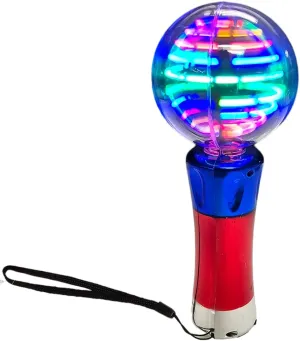Light-Up Star Magic Spinning Ball Flashing Toy Wand (7.5") 3 AAA Batteries Included. Colorful Bright LED Light Up Sensory Toy for Toddlers Kids Boys and Girls (2 Pack)