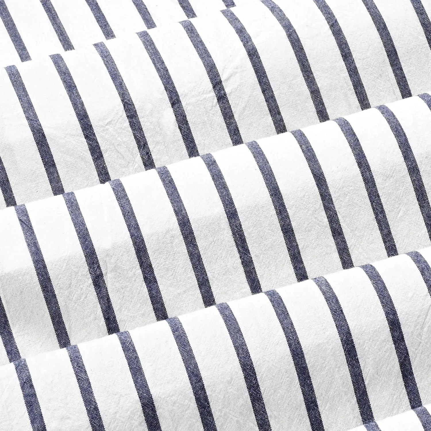 Linen Button Farmhouse Beige Shower Curtain,Bowknot,Linen and Cotton Woven Fabric,Pleated Blue Stripe,Country Style,72x72 in