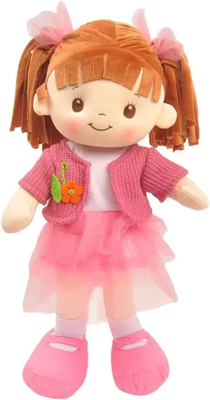 Linzy Toys, 16"" Little Sweet Hearts Interactive Soft Plush RAG Doll, Embroidered FACE & Removable Clothes (90960)