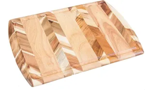 Lipper International Acacia and Rubberwood Herringbone Cutting and Serving Board with Juice Well for Chopping Meats, Fruits and Vegetables, 18" x 12" x 3/4" Thick
