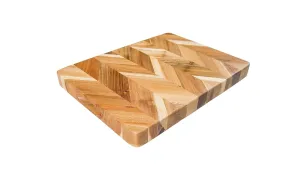 Lipper International Acacia Herringbone Rectangular Cutting and Serving Board with Inset Handles for Chopping Meats, Fruits and Vegetables, Large, 12" x 16" x 1 1/2" Thick
