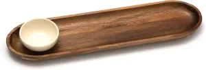 Lipper International Acacia Wood Bread Cutting and Serving Board with Ceramic Dipping Bowl