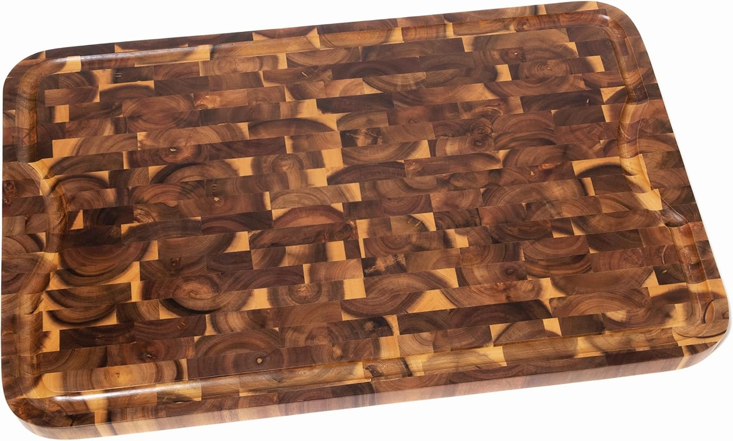 Lipper International 1260 Acacia Supreme End Grain Cutting and Carving Board with Juice Groove, 24" x 16" x 1"