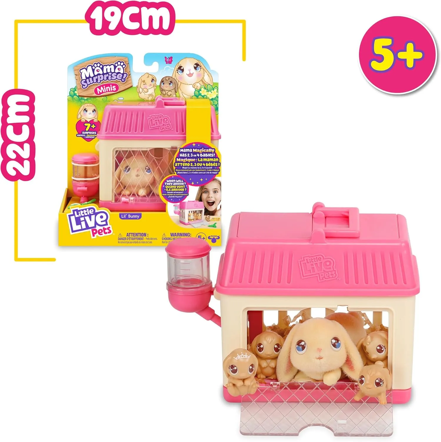 Little Live Pets - Mama Surprise Minis Bunny, Plush Bunny with Sounds and Movements, Who Has Babies, Interactive Pet, Toy for Boys and Girls  5 Years Old