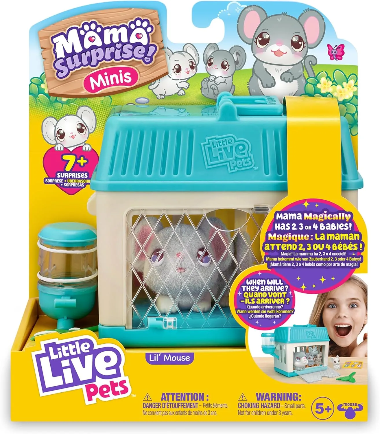 Little Live Pets - Mama Surprise Minis Mouse, Plush Mouse with Sounds and Movements, Who Has Babies, Interactive Pet, Toy for Boys and Girls  5 Years Old