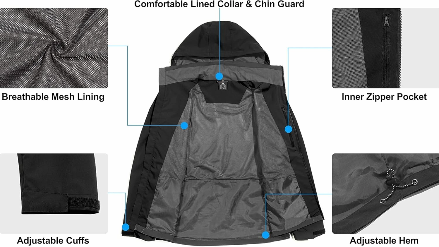 Little Donkey Andy Men's Waterproof Rain Jacket, Lightweight Rain Coat, Raincoat with Hood for Golf Hiking