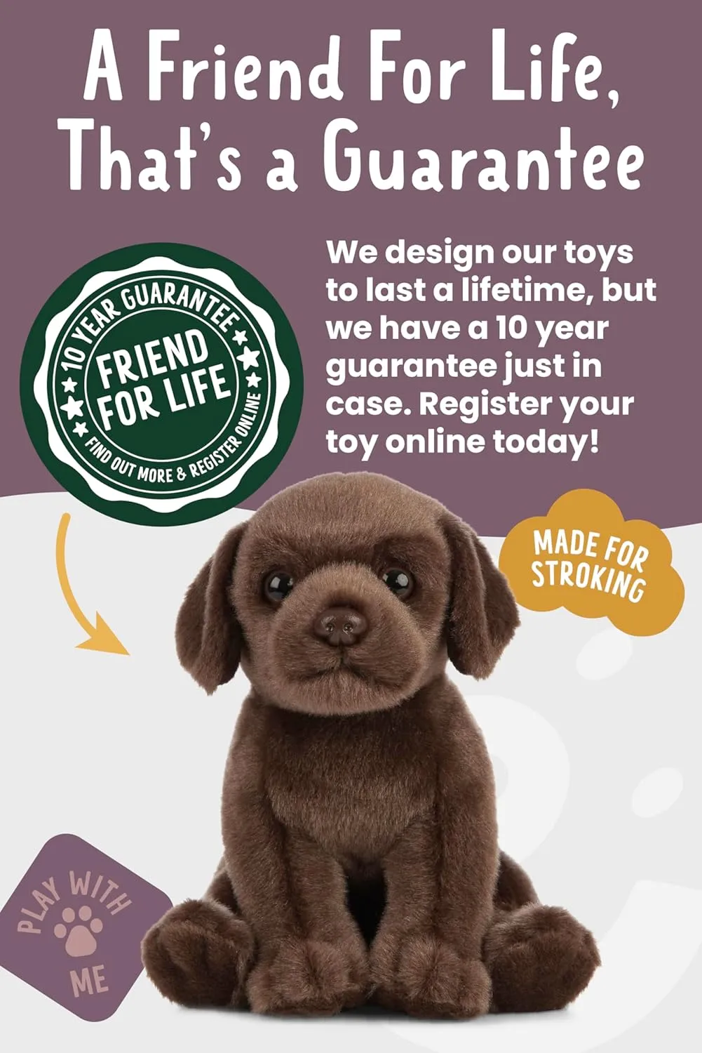 Living Nature Chocolate Labrador Puppy Stuffed Animal | Fluffy Dog Animal | Soft Toy Gift for Kids | 6 inches