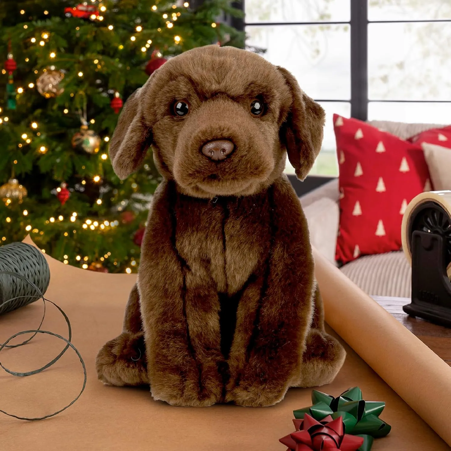 Living Nature Chocolate Labrador Stuffed Animal | Fluffy Dog Animal | Soft Toy Gift for Kids | 8 inches