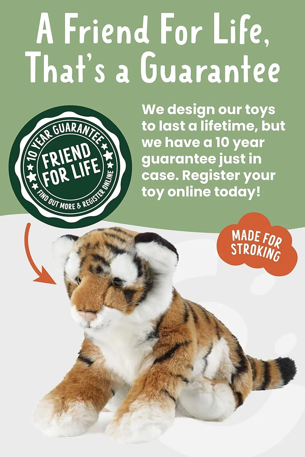 Living Nature Large Tiger Cub Stuffed Animal | Fluffy Tiger Animal | Soft Toy Gift for Kids | 12 inches