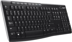 Logitech K270 Wireless Keyboard for Windows, 2.4 GHz Wireless, Full-Size, Number Pad, 8 Multimedia Keys, 2-Year Battery Life, Compatible with PC, Laptop, Black