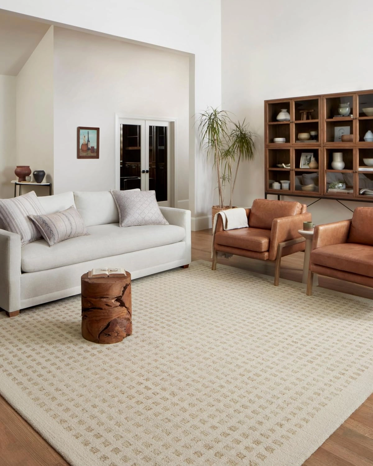 Loloi Chris Loves Julia Polly 2'-6" x 7'-6" Runner Rug in Ivory/Natural - Large Neutral Area Rug, Unique Patterned Rug for Living Room, Bedroom, Dining Area, Home Office