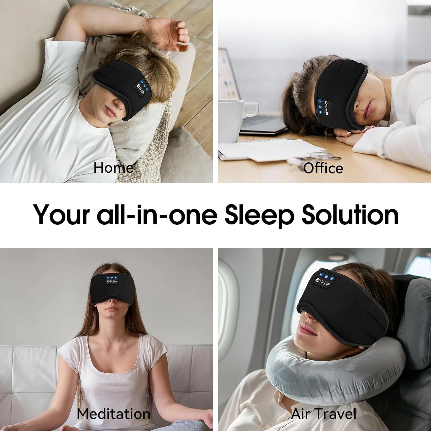 LOVE EYE Sleep Headphones Bluetooth 5.4 Sleeping Eye Mask Wireless Music Earphones with HD Speakers for Side Sleepers Total Blackout Cotton Mask for Travel, Home, Office, Unique Gifts