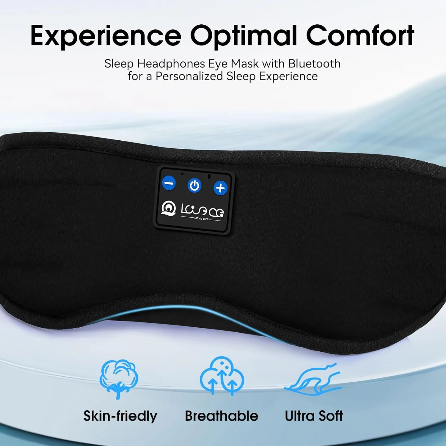 LOVE EYE Sleep Headphones Bluetooth 5.4 Sleeping Eye Mask Wireless Music Earphones with HD Speakers for Side Sleepers Total Blackout Cotton Mask for Travel, Home, Office, Unique Gifts