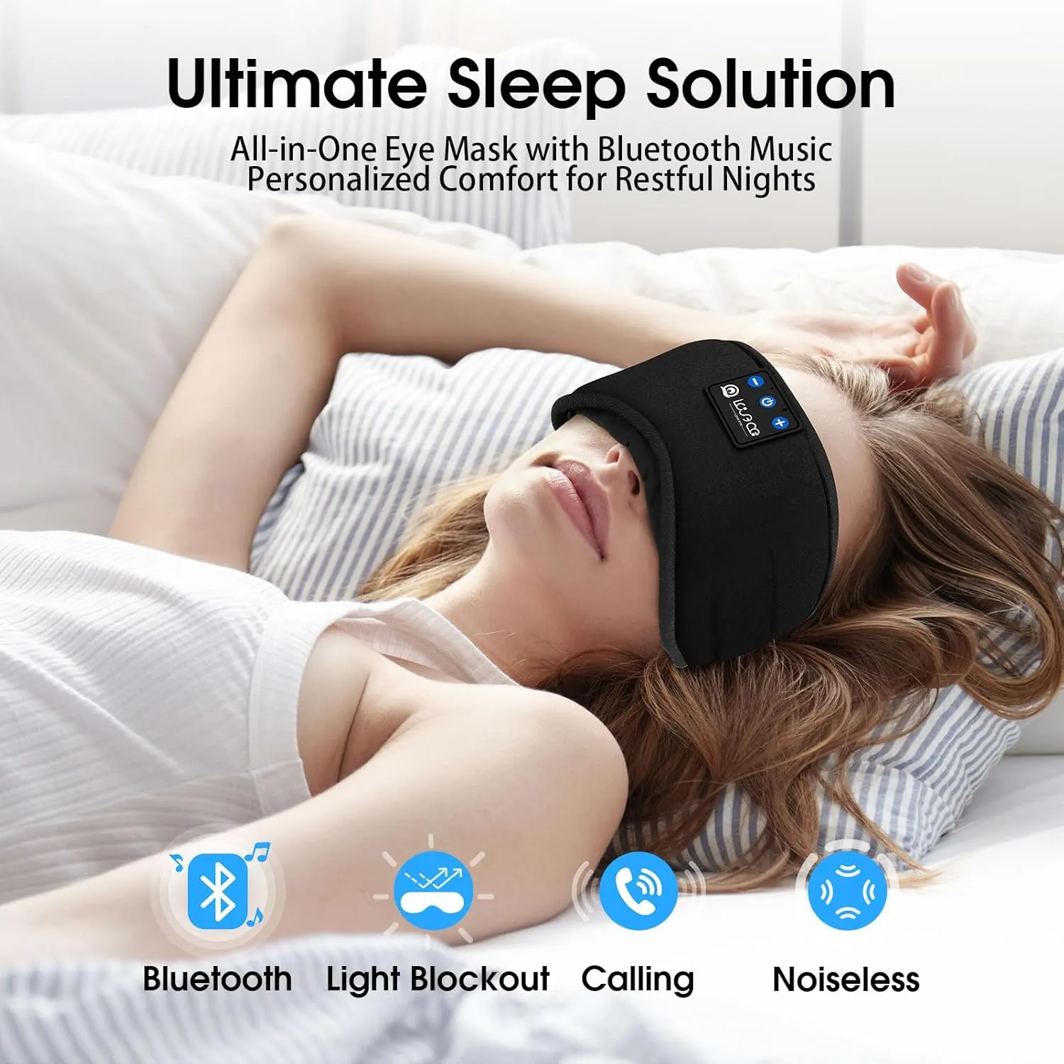 LOVE EYE Sleep Headphones Bluetooth 5.4 Sleeping Eye Mask Wireless Music Earphones with HD Speakers for Side Sleepers Total Blackout Cotton Mask for Travel, Home, Office, Unique Gifts