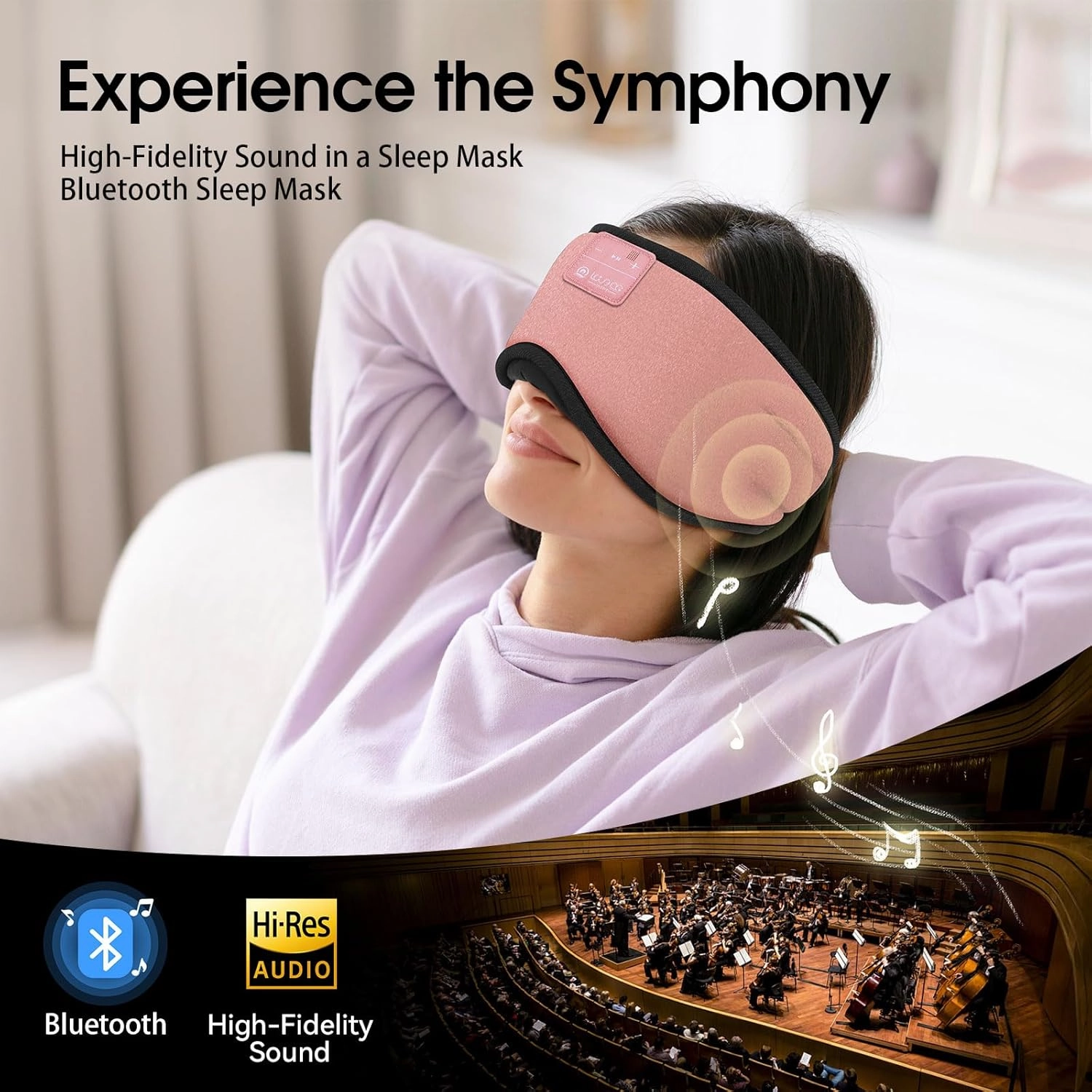 LOVE EYE Sleep Headphones Bluetooth 5.4 Sleeping Eye Mask Wireless Music Earphones with HD Speakers for Side Sleepers Total Blackout Cotton Mask for Travel, Home, Office, Unique Gifts