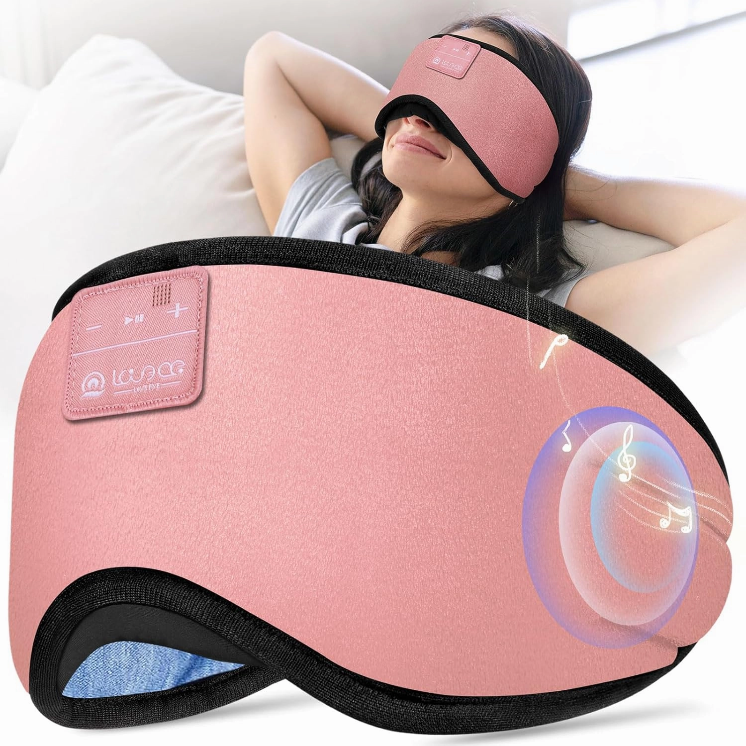 LOVE EYE Sleep Headphones Bluetooth 5.4 Sleeping Eye Mask Wireless Music Earphones with HD Speakers for Side Sleepers Total Blackout Cotton Mask for Travel, Home, Office, Unique Gifts