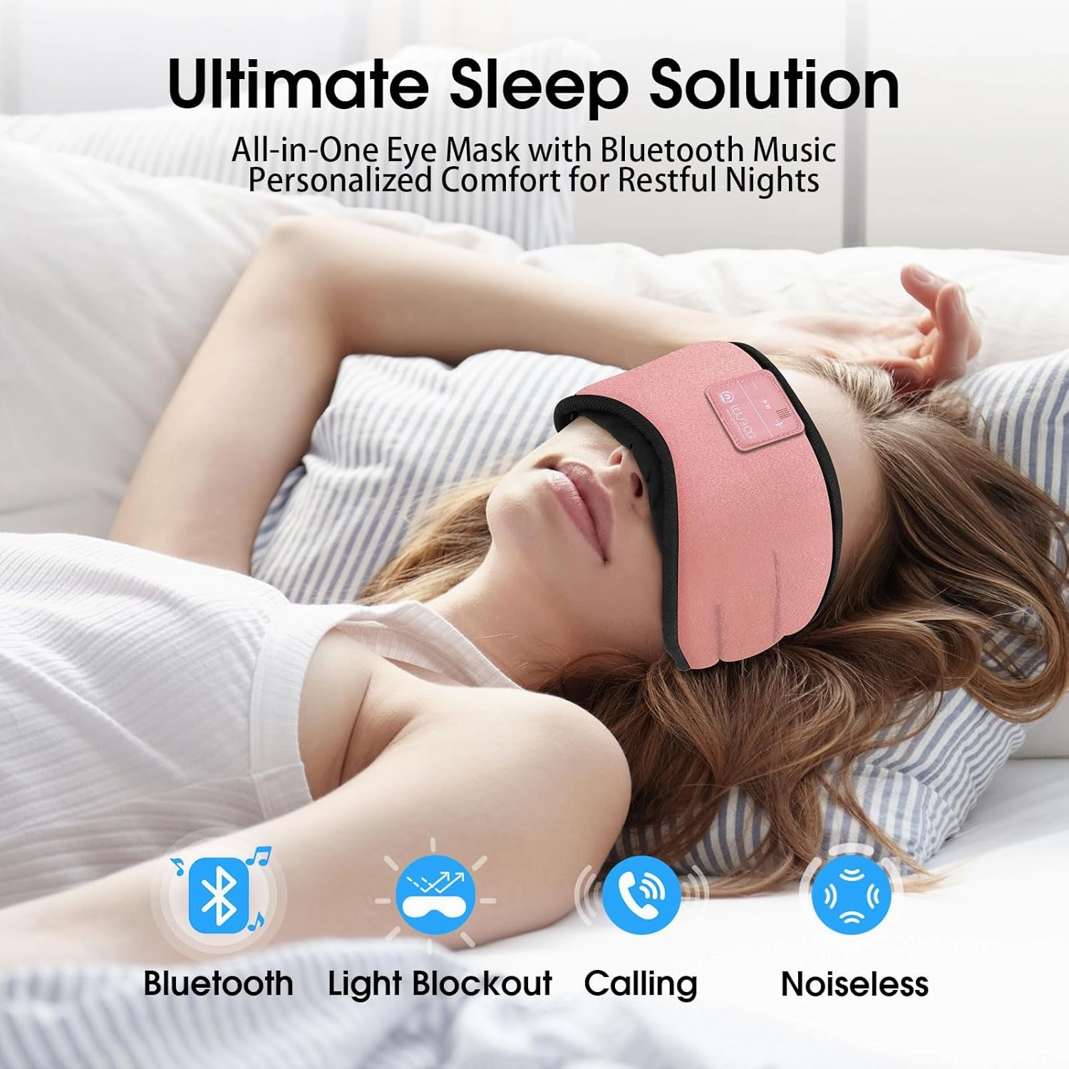 LOVE EYE Sleep Headphones Bluetooth 5.4 Sleeping Eye Mask Wireless Music Earphones with HD Speakers for Side Sleepers Total Blackout Cotton Mask for Travel, Home, Office, Unique Gifts