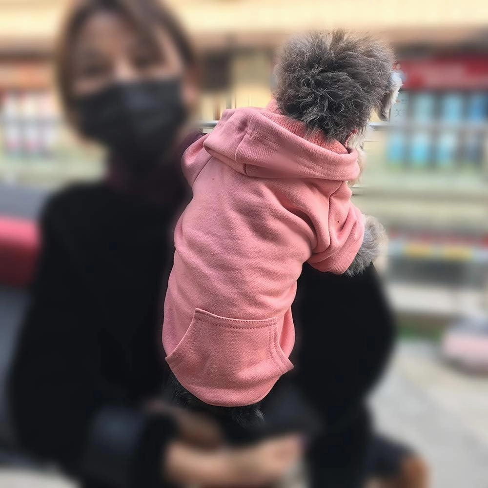 Lovelonglong Blank Basic Hoodie Sweatshirt for Dogs 100% Cotton Fits Small Medium Dachshund Large Dog Lotus-Pink XL