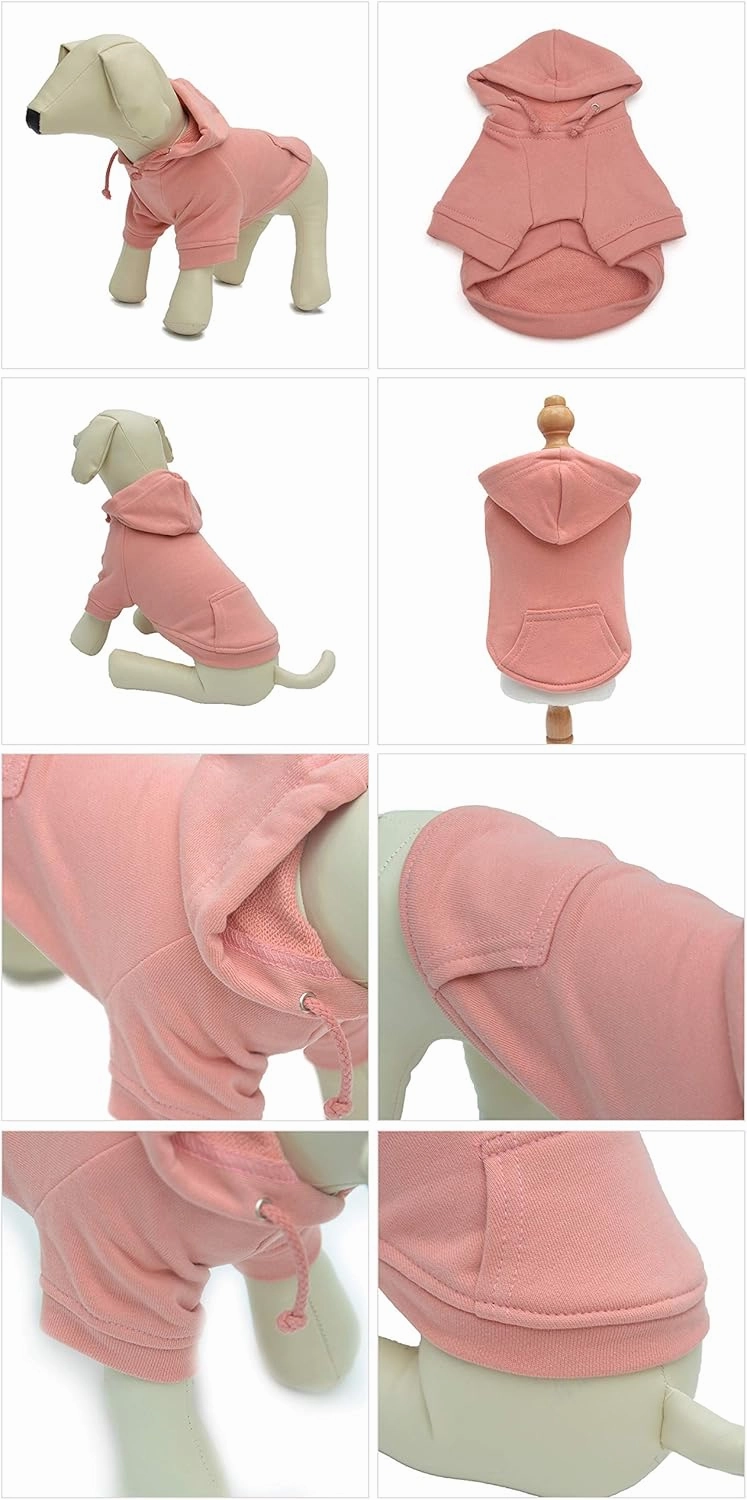 Lovelonglong Blank Basic Hoodie Sweatshirt for Dogs 100% Cotton Fits Small Medium Dachshund Large Dog Lotus-Pink XL