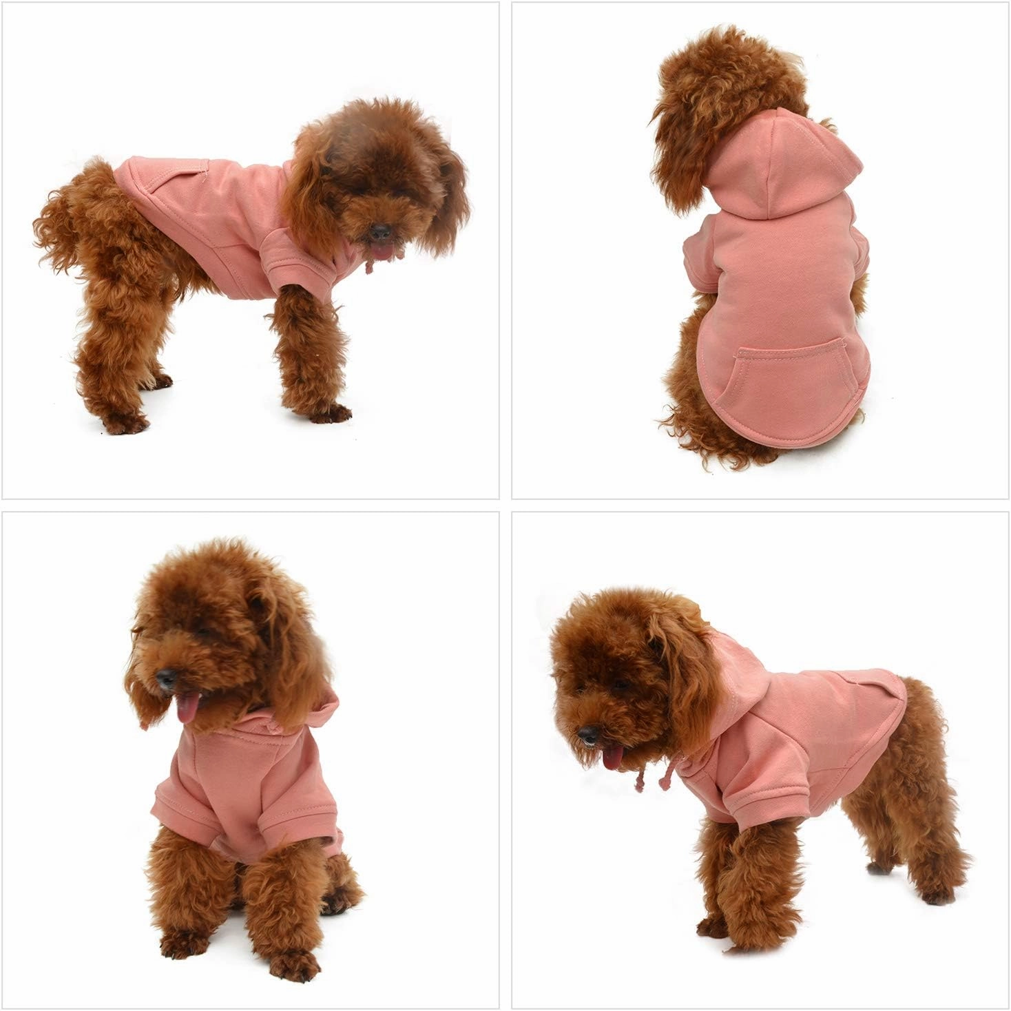 Lovelonglong Blank Basic Hoodie Sweatshirt for Dogs 100% Cotton Fits Small Medium Dachshund Large Dog Lotus-Pink XL