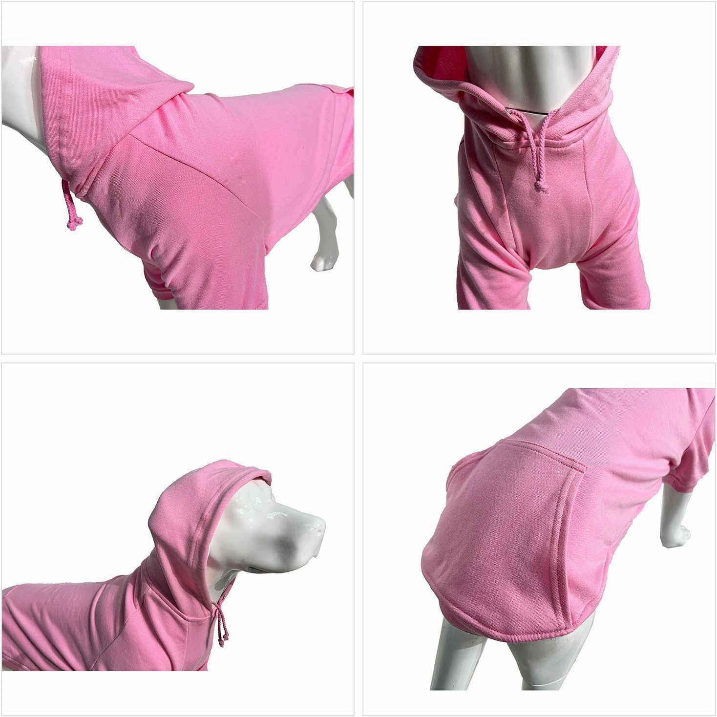 Lovelonglong Blank Basic Hoodie Sweatshirt for Dogs 100% Cotton Fits Small Medium Dachshund Large Dog Pink XL