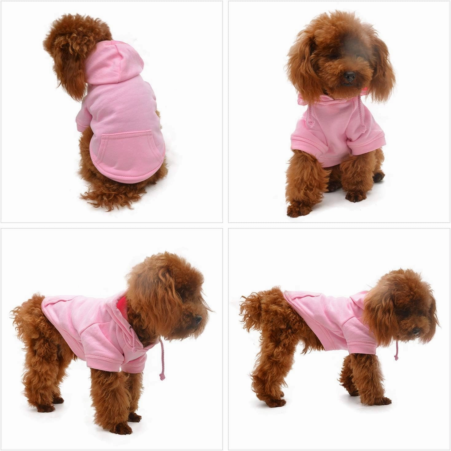 Lovelonglong Blank Basic Hoodie Sweatshirt for Dogs 100% Cotton Fits Small Medium Dachshund Large Dog Pink XL