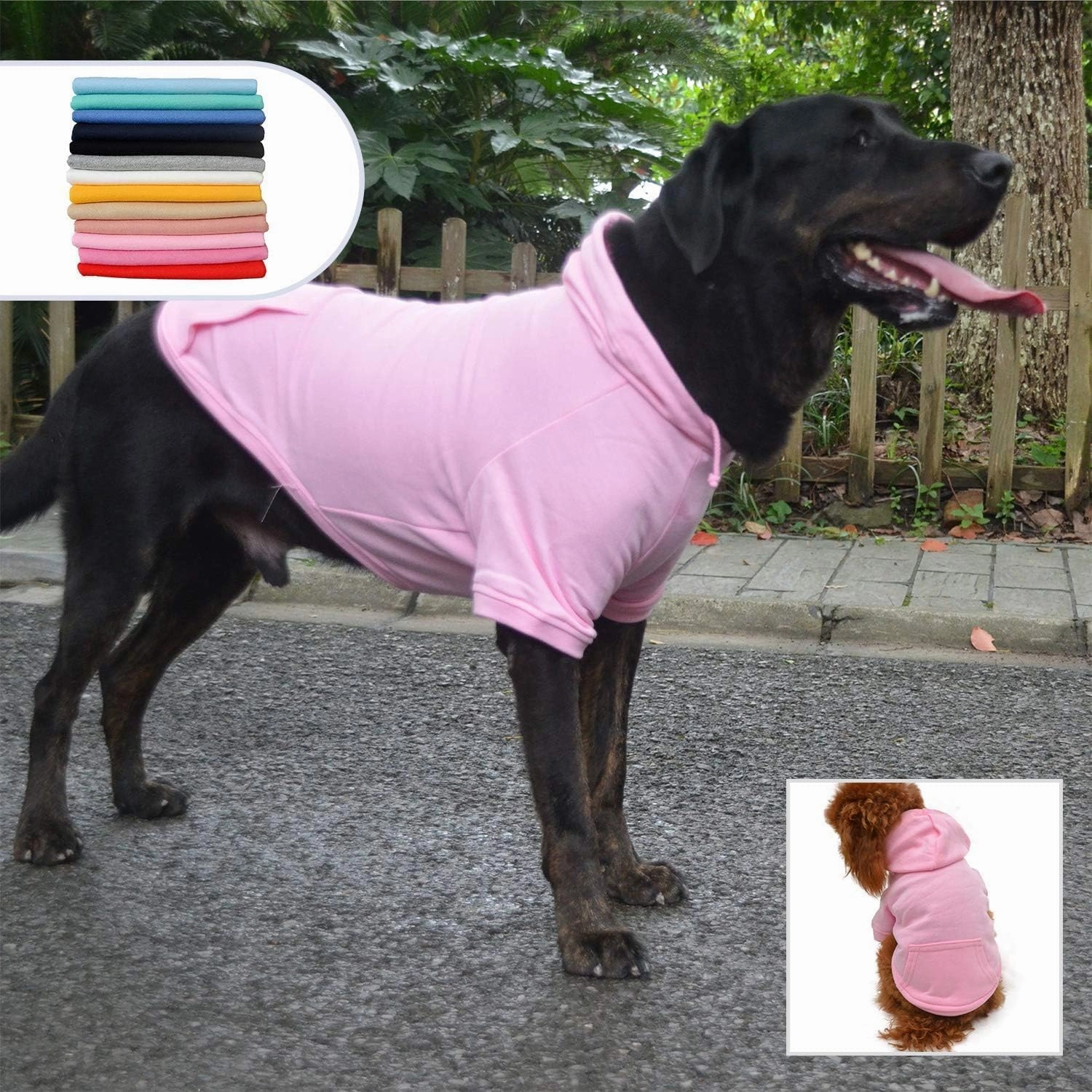 Lovelonglong Blank Basic Hoodie Sweatshirt for Dogs 100% Cotton Fits Small Medium Dachshund Large Dog Pink XL