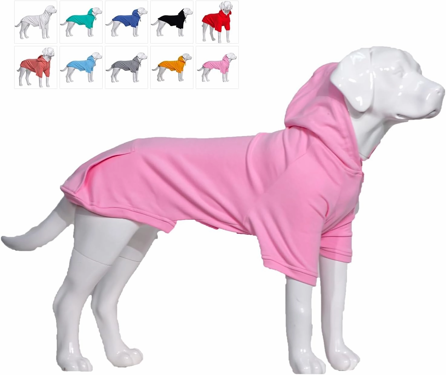 Lovelonglong Blank Basic Hoodie Sweatshirt for Dogs 100% Cotton Fits Small Medium Dachshund Large Dog Pink XL