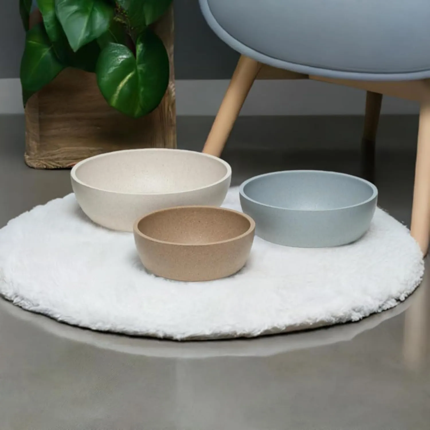 Loving Pets - Dolce Bamboo - Eco-Friendly Pet Bowls & Dishes for Dog, Cats, Puppy Food and Water Dish -Sustainable and Dishwasher Safe, Made with Real Bamboo (Large, Slate-Grey)