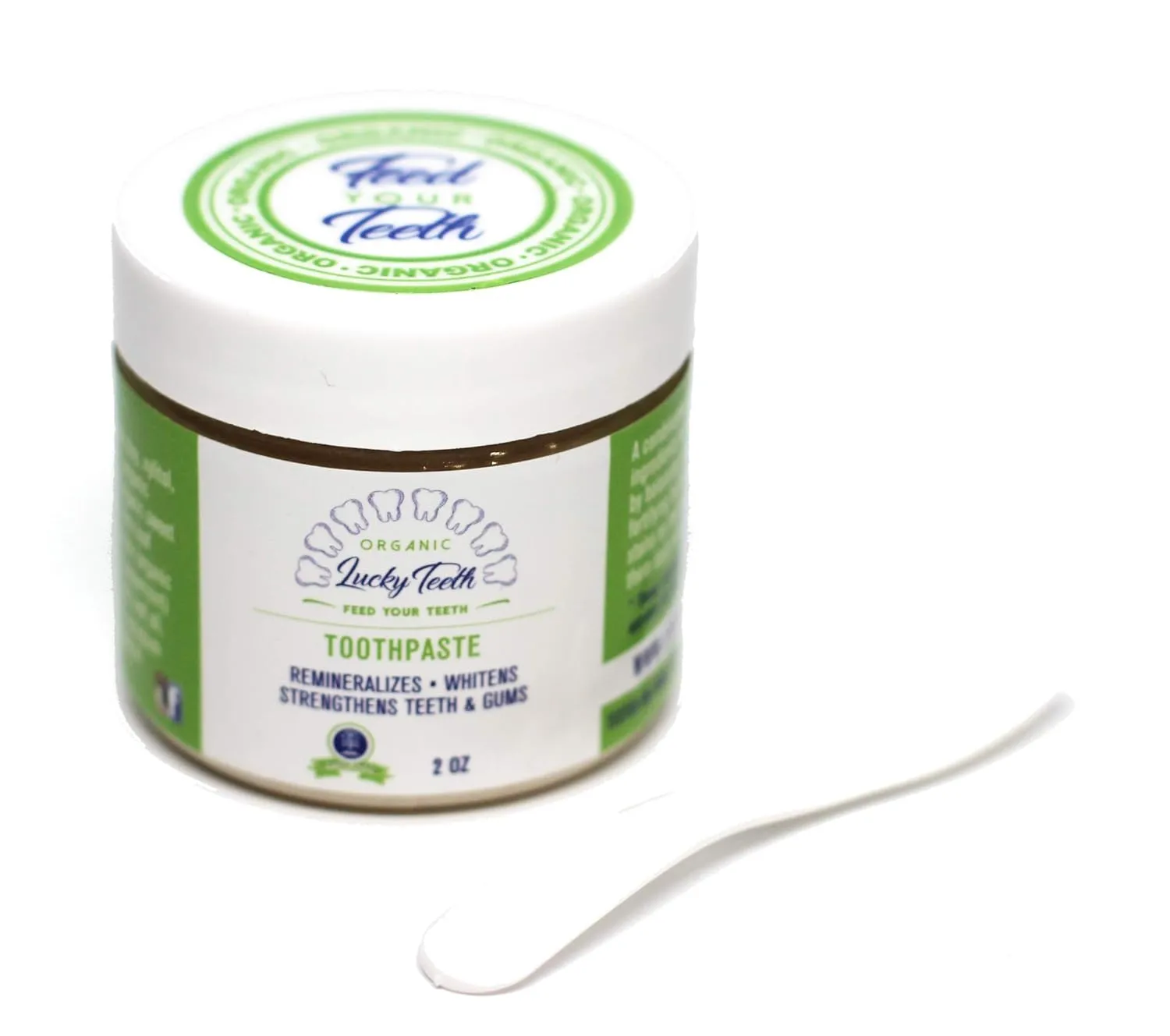 Lucky Teeth Organic Toothpaste- Mixed -Charcoal   Regular (White) -All Natural, Remineralizes and Fortifies Teeth and Gums. (2 Bottles) (2 OZ PET Plastic)