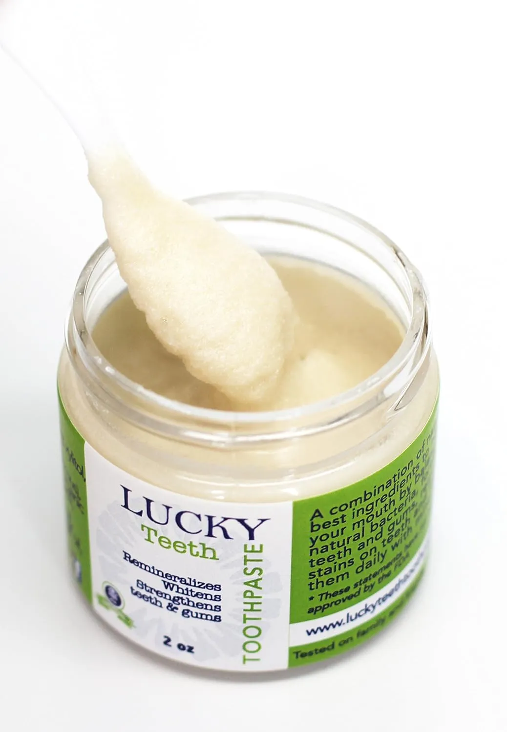Lucky Teeth Organic Toothpaste- Mixed -Charcoal   Regular (White) -All Natural, Remineralizes and Fortifies Teeth and Gums. (2 Bottles) (2 OZ PET Plastic)