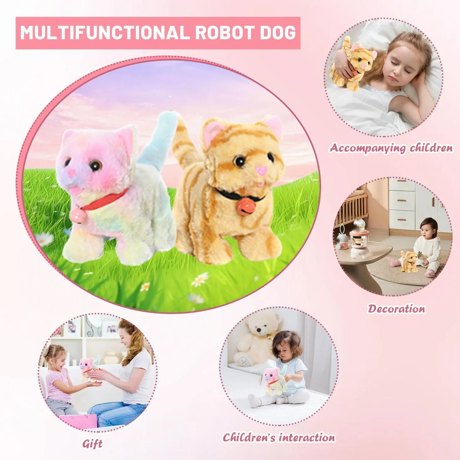 Lunafex Robot Dog, Official Lunafex Robot Cat, Realistic Puppy Interactive Pet Companion Walking, Barking, Tail Wagging (White cat)