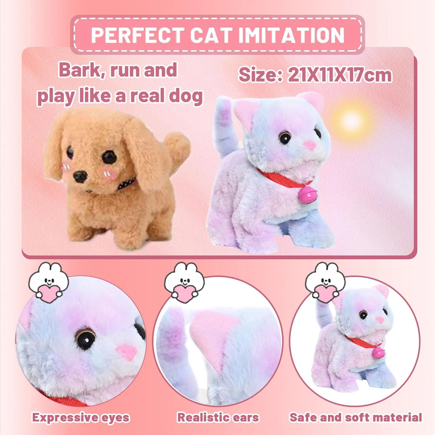 Lunafex Robot Dog, Official Lunafex Robot Cat, Realistic Puppy Interactive Pet Companion Walking, Barking, Tail Wagging (White cat)