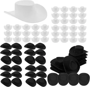 LUOZZY 100 PCS Mini Cowboy Hats for Crafts Mini Western Cowboy Cowgirl Hat Miniature Cute Doll Hat for Dollhouse Decor DIY Crafts (Black)