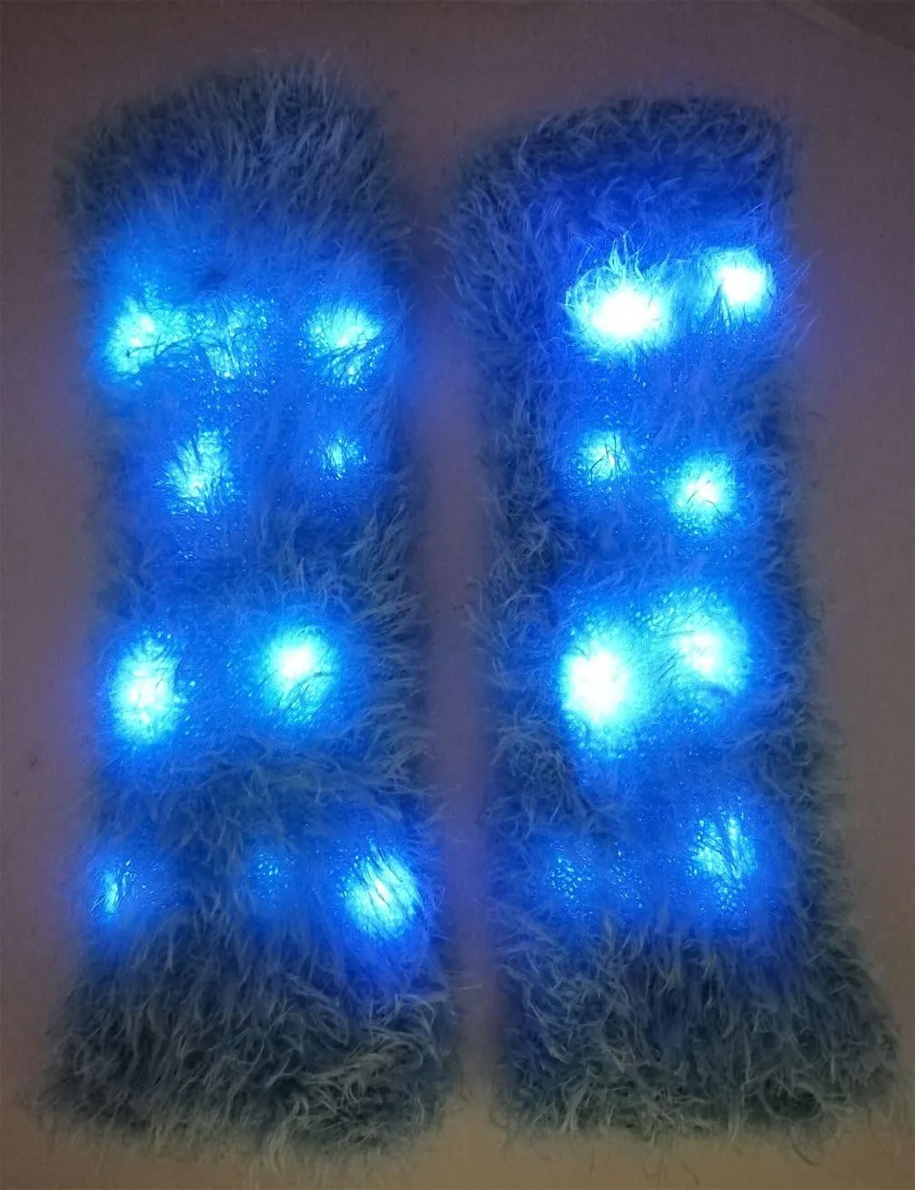 Luwint LED Flashing Furry Arm Leg Warmers - Light Up Clothing Accessories for Halloween Party Costume Christmas Rave, 1 pair