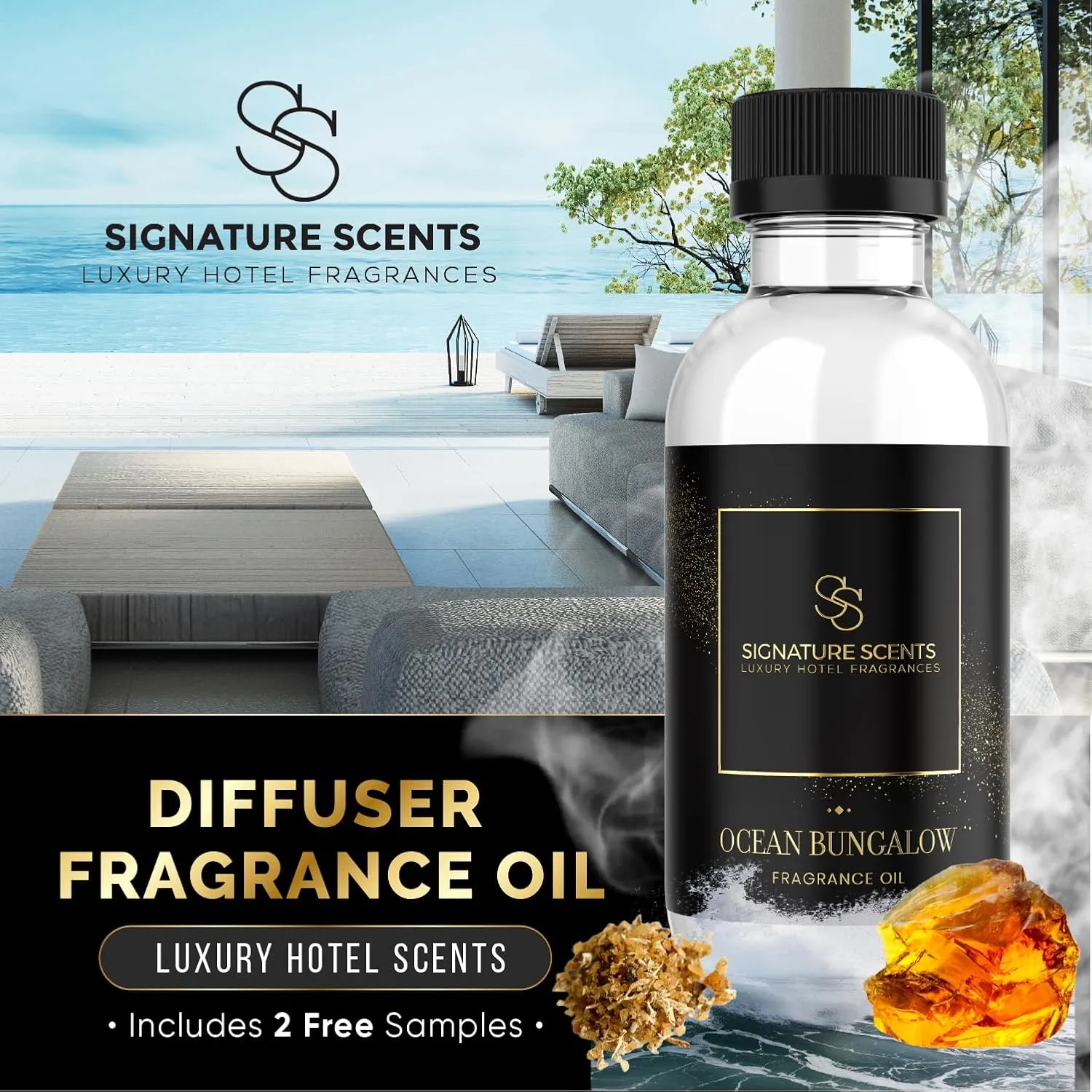 Luxury Hotel Fragrances - Hotel Fragrance Oil - Diffuser Oil Blends for Aromatherapy (Ocean Bungalow) 4.05 Fl Oz (120ml)