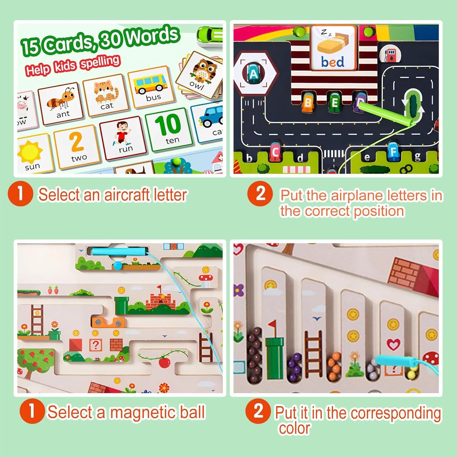 Magnetic Color and Number Maze, 2 in 1 Magnetic Color Maze, Magnetic Alphabet Maze Trains Fine Motor Skills, Magnetic Puzzles for Toddlers 3-5 (Adventure-A)