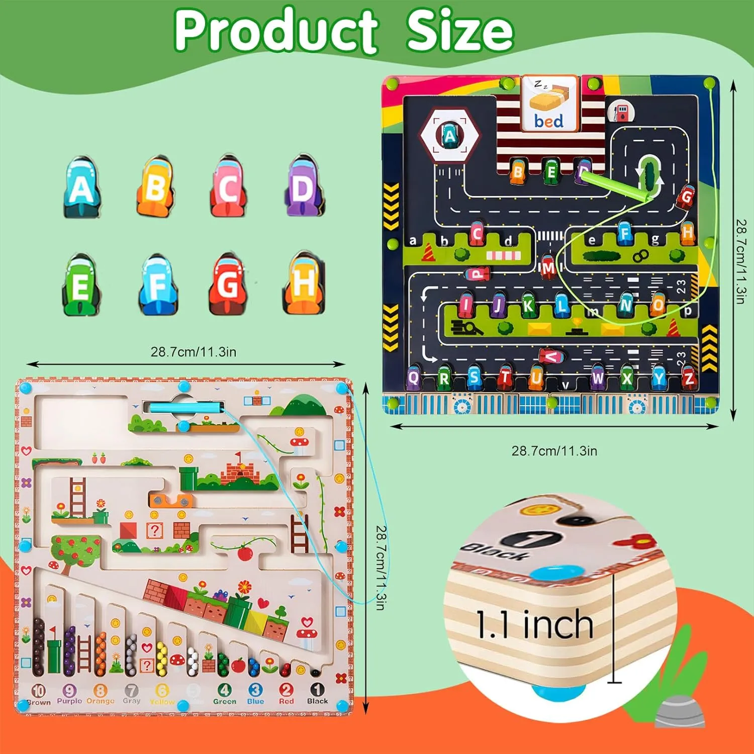 Magnetic Color and Number Maze, 2 in 1 Magnetic Color Maze, Magnetic Alphabet Maze Trains Fine Motor Skills, Magnetic Puzzles for Toddlers 3-5 (Adventure-A)