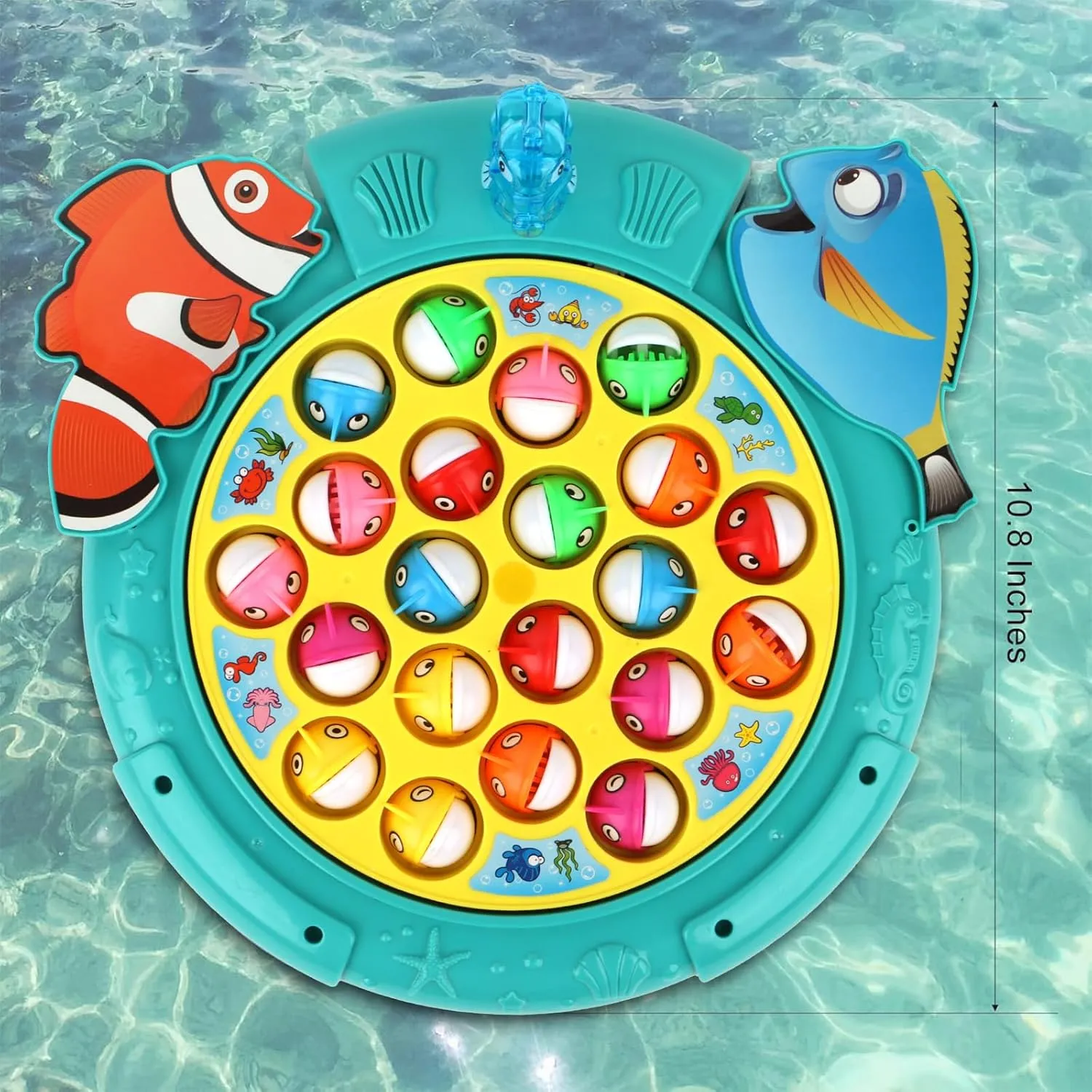 Magnetic Fishing Games Set - Fun and Educational Fishing Toys for Toddlers and Kids, Includes 21 Fish, 4 Poles, Rotating Board, and On-Off Music, Perfect Fish Toy for Go Fish Fun